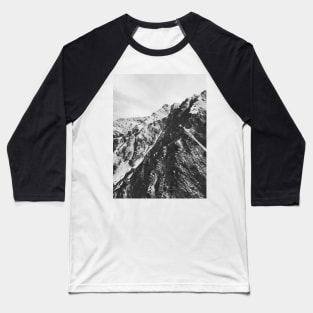 Mountains of Switzerland - Black and White Shot of Snow-Covered Alps Baseball T-Shirt